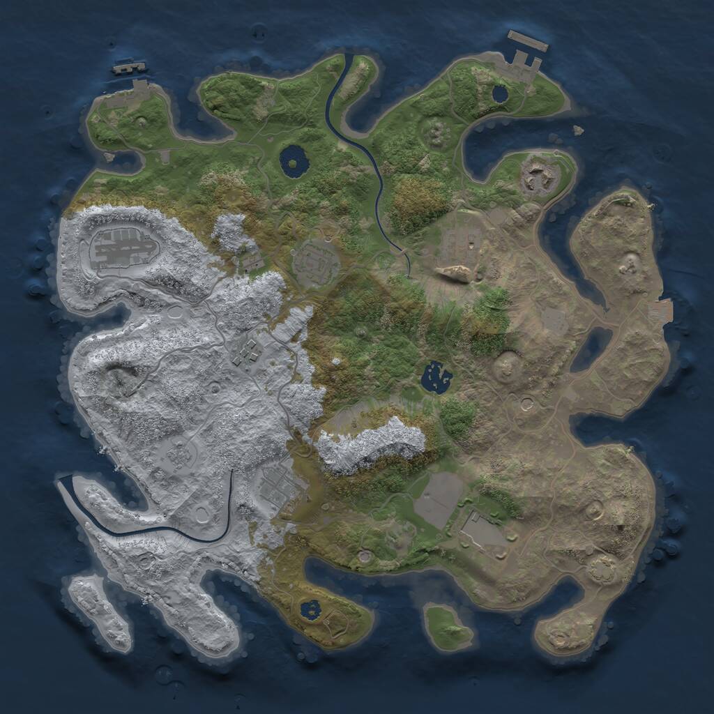 Rust Map: Procedural Map, Size: 3500, Seed: 253635, 14 Monuments