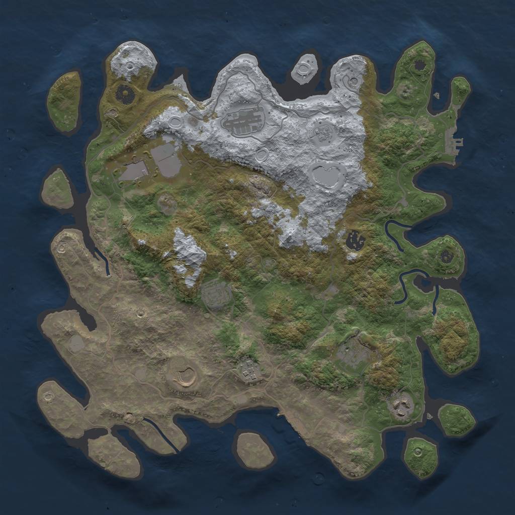 Rust Map: Procedural Map, Size: 4000, Seed: 477753641, 17 Monuments