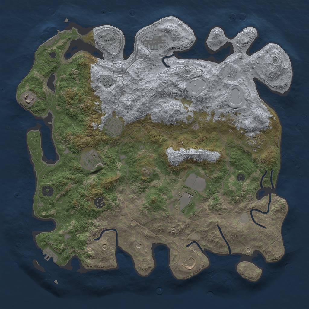 Rust Map: Procedural Map, Size: 4000, Seed: 85916, 18 Monuments
