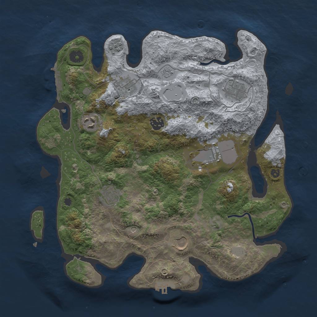 Rust Map: Procedural Map, Size: 3500, Seed: 1020576847, 17 Monuments