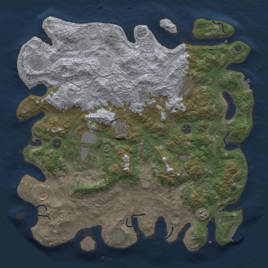 Rust Map: Procedural Map, Size: 4500, Seed: 1592375006, 19 Monuments