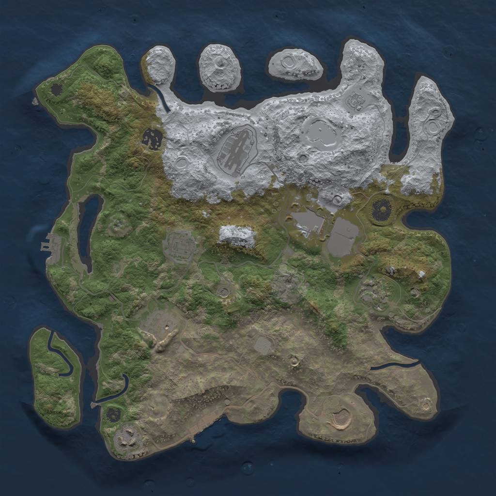 Rust Map: Procedural Map, Size: 3500, Seed: 362154399, 17 Monuments