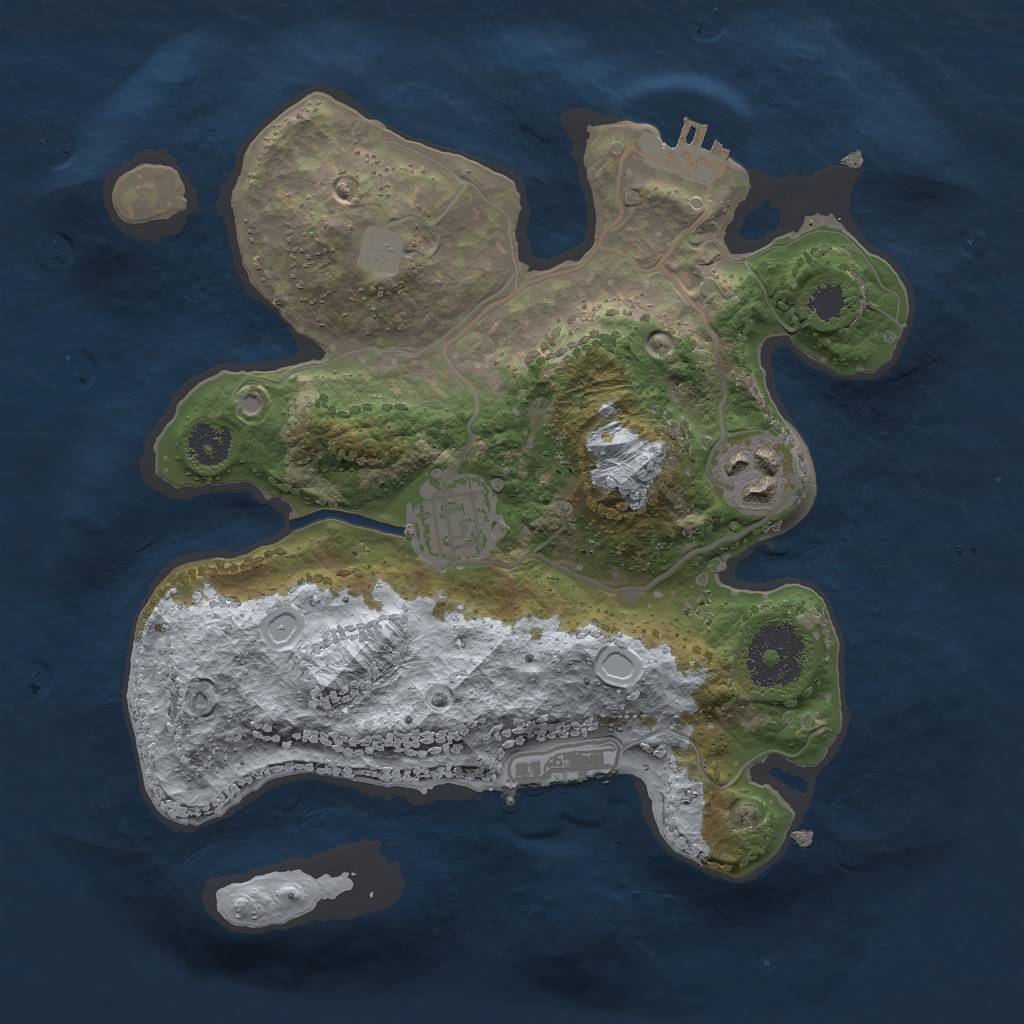 Rust Map: Procedural Map, Size: 2500, Seed: 80317025, 9 Monuments