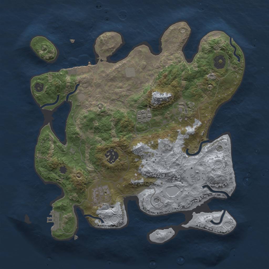 Rust Map: Procedural Map, Size: 3000, Seed: 954694073, 11 Monuments