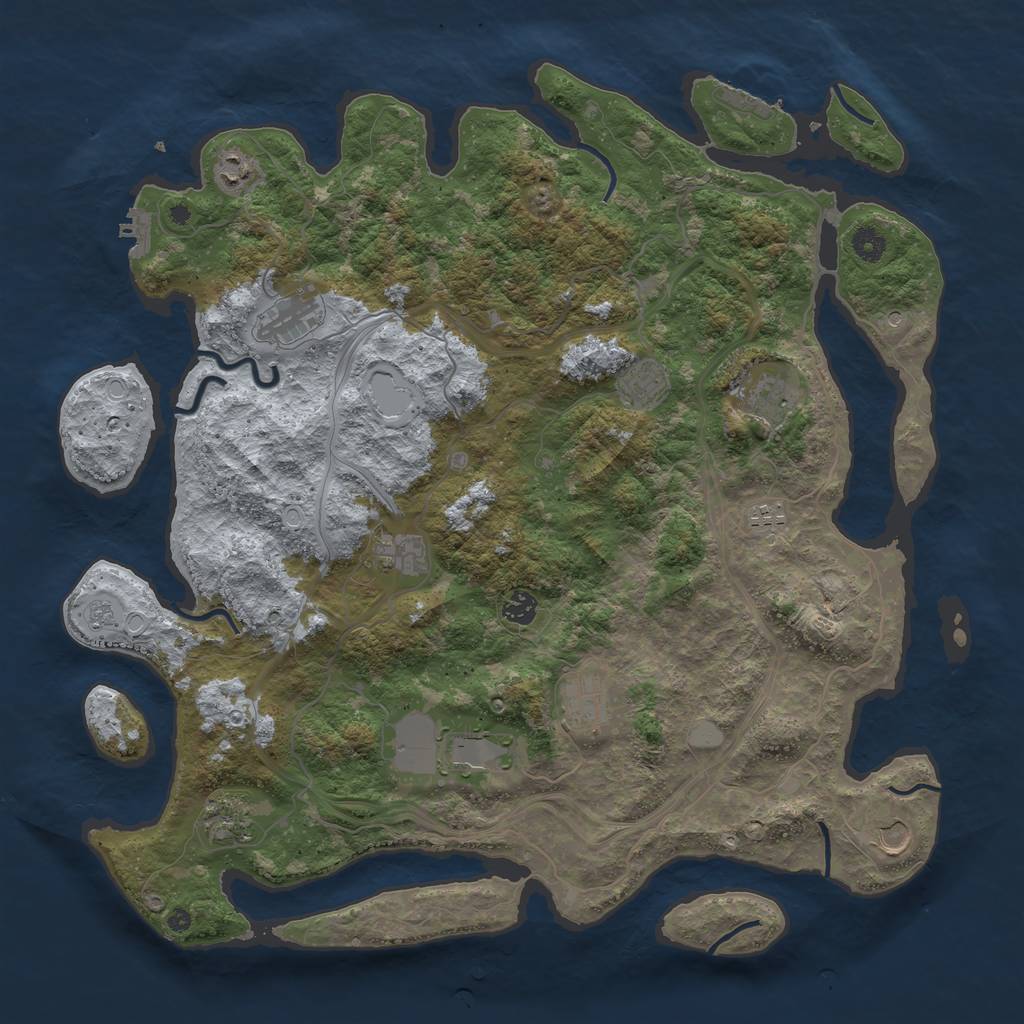 Rust Map: Procedural Map, Size: 4500, Seed: 25587013, 20 Monuments