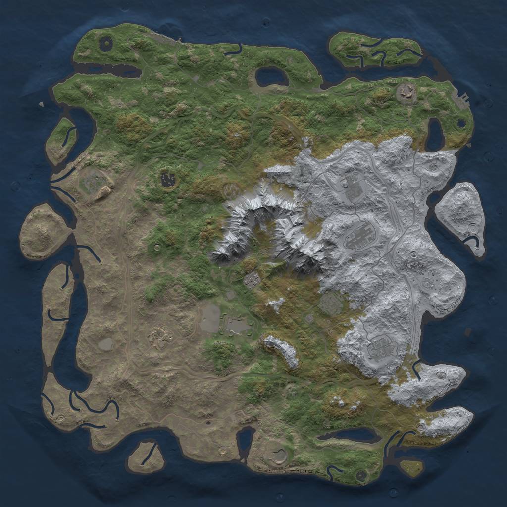 Rust Map: Procedural Map, Size: 5000, Seed: 680846207, 20 Monuments