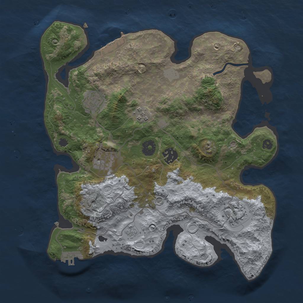 Rust Map: Procedural Map, Size: 3000, Seed: 62435021, 14 Monuments