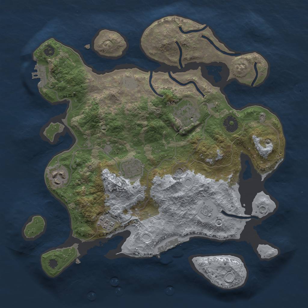Rust Map: Procedural Map, Size: 3000, Seed: 123213, 11 Monuments