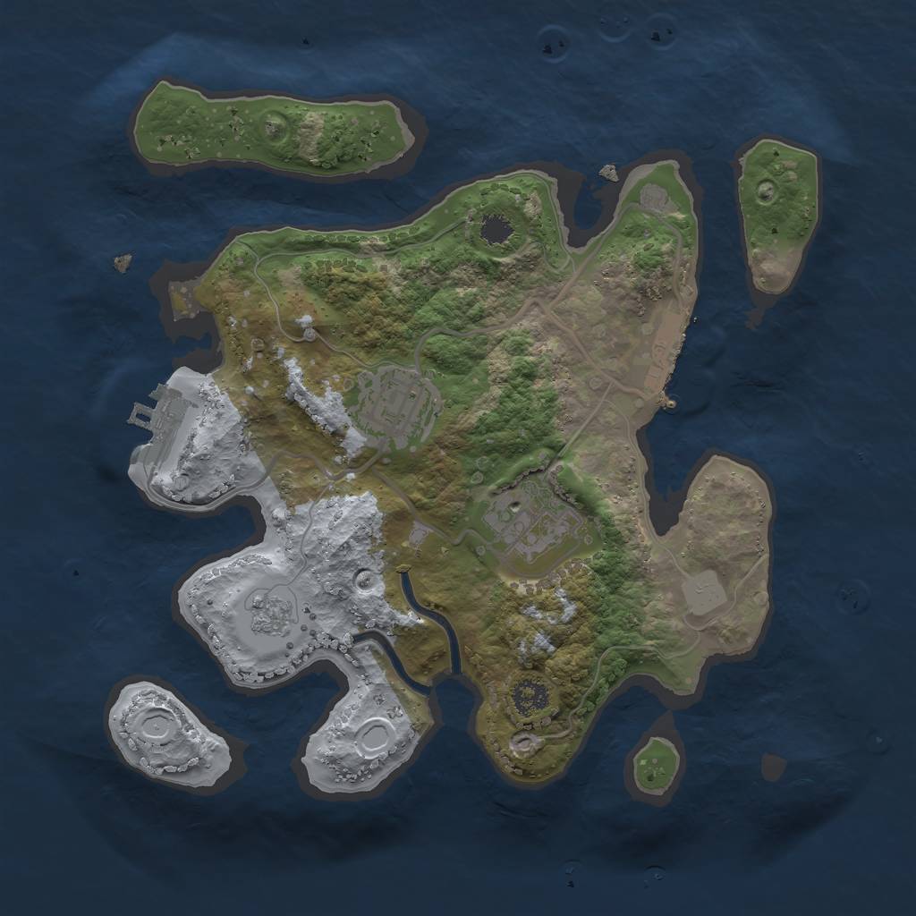 Rust Map: Procedural Map, Size: 2500, Seed: 6968214, 10 Monuments