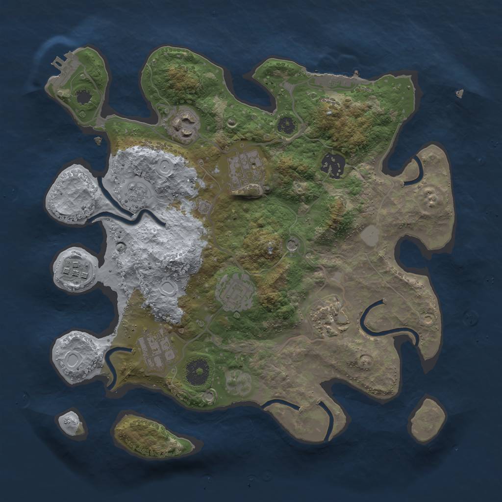 Rust Map: Procedural Map, Size: 3000, Seed: 7588, 16 Monuments