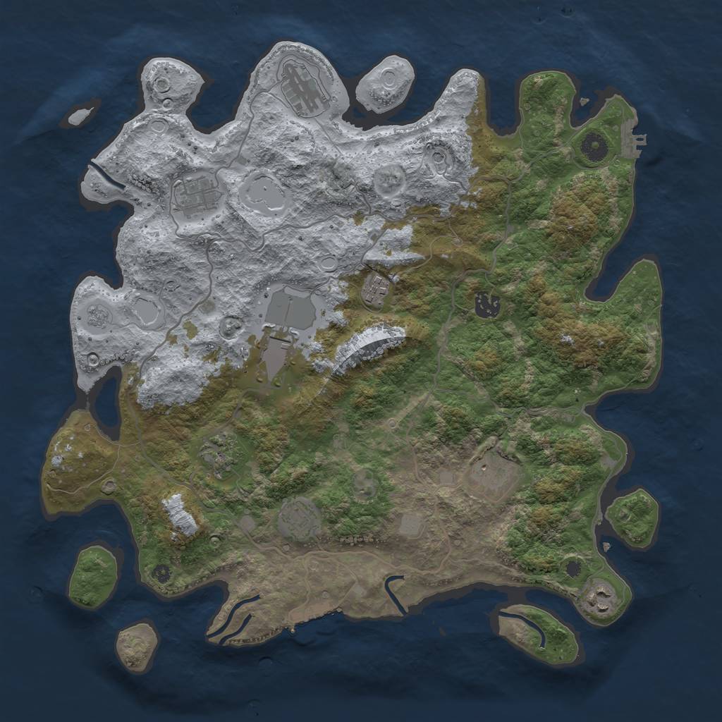 Rust Map: Procedural Map, Size: 4000, Seed: 32967, 18 Monuments