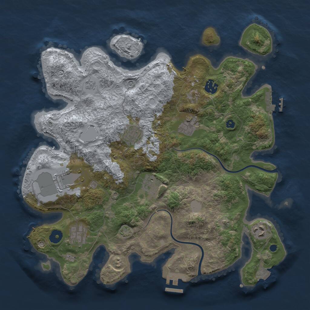 Rust Map: Procedural Map, Size: 3500, Seed: 4013, 13 Monuments