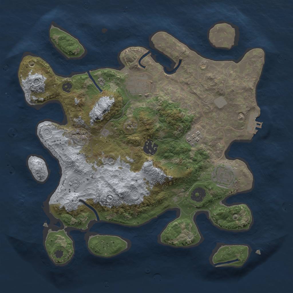 Rust Map: Procedural Map, Size: 3000, Seed: 42414, 12 Monuments