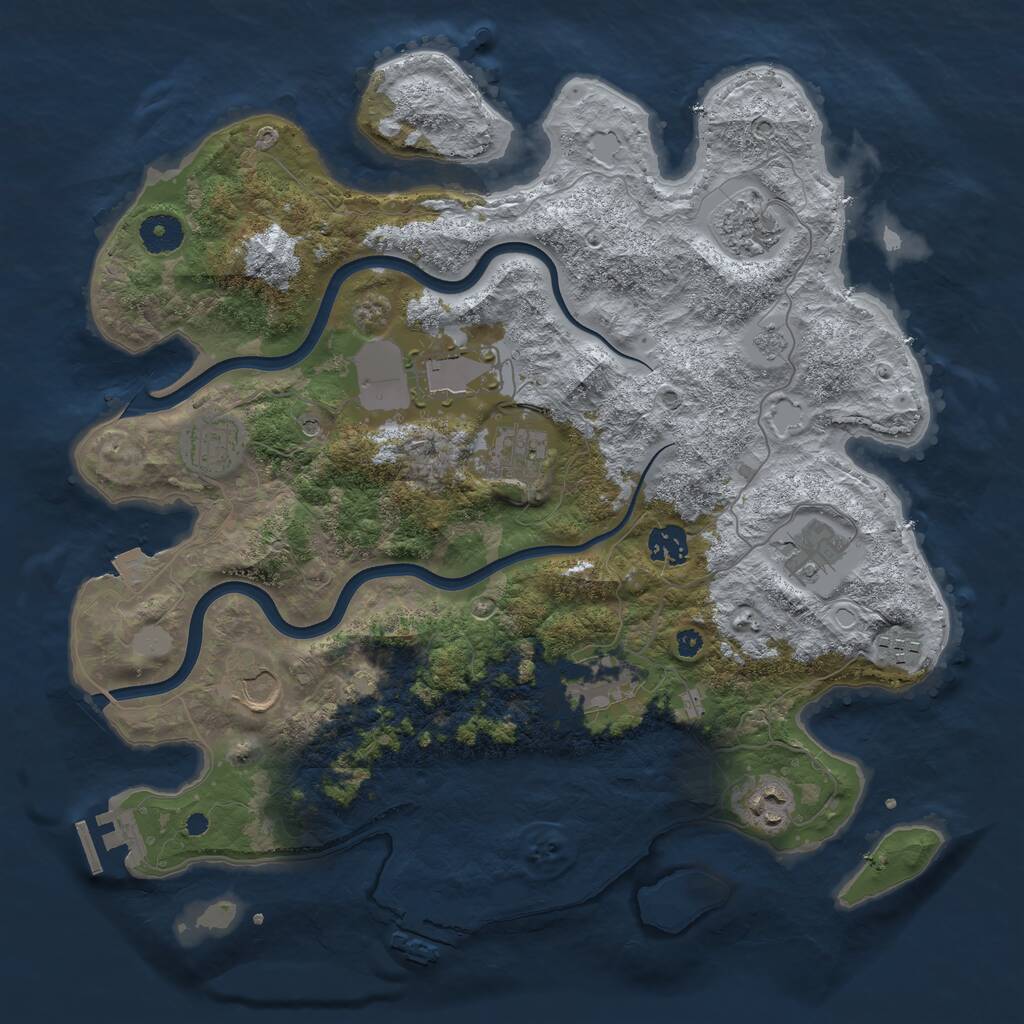 Rust Map: Procedural Map, Size: 3750, Seed: 510042288, 16 Monuments
