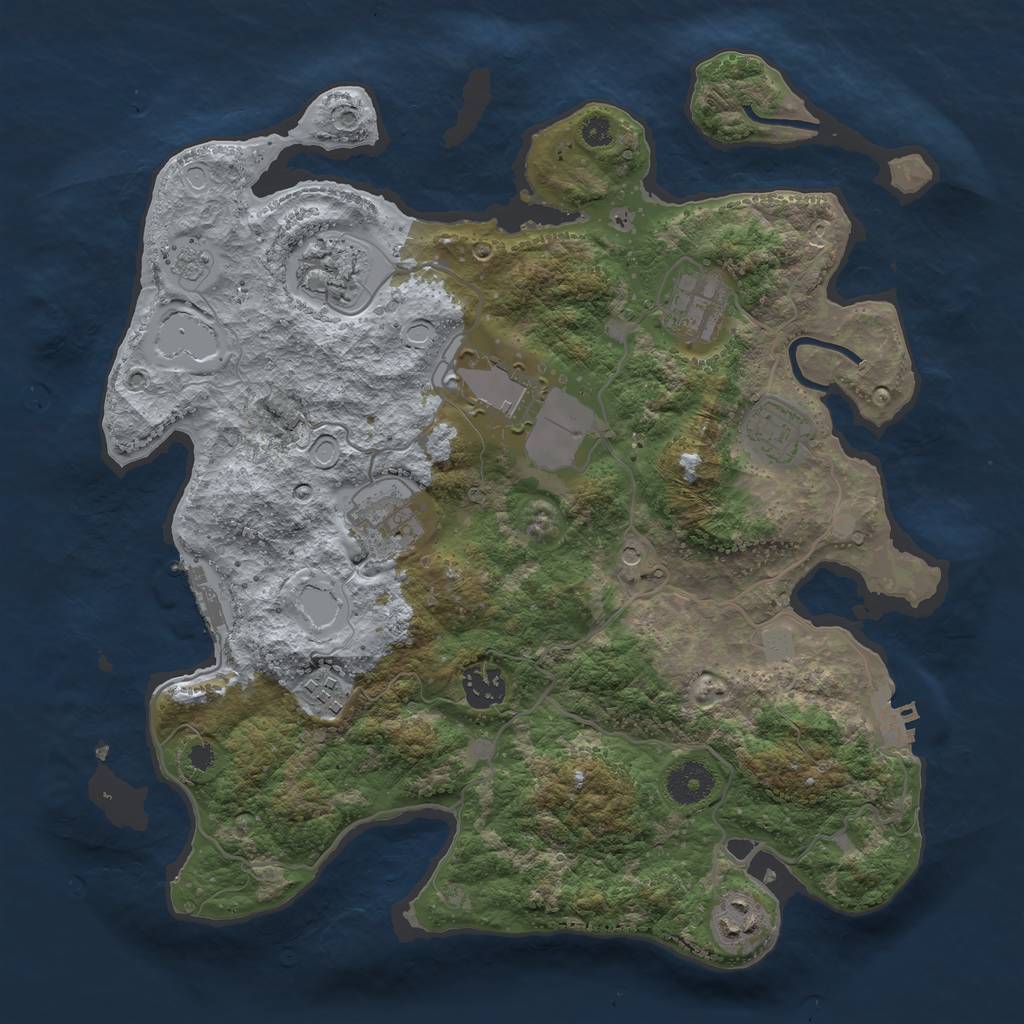 Rust Map: Procedural Map, Size: 3500, Seed: 1319093308, 17 Monuments