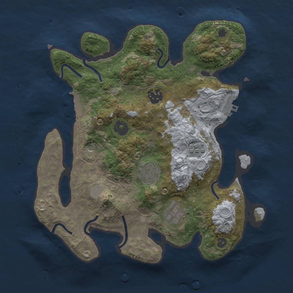 Rust Map: Procedural Map, Size: 3000, Seed: 1680881708, 12 Monuments