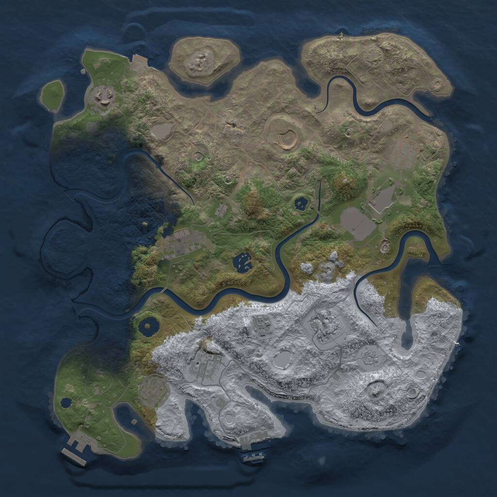 Rust Map: Procedural Map, Size: 3750, Seed: 77, 16 Monuments