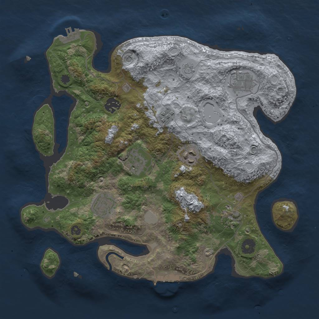 Rust Map: Procedural Map, Size: 3200, Seed: 231, 16 Monuments