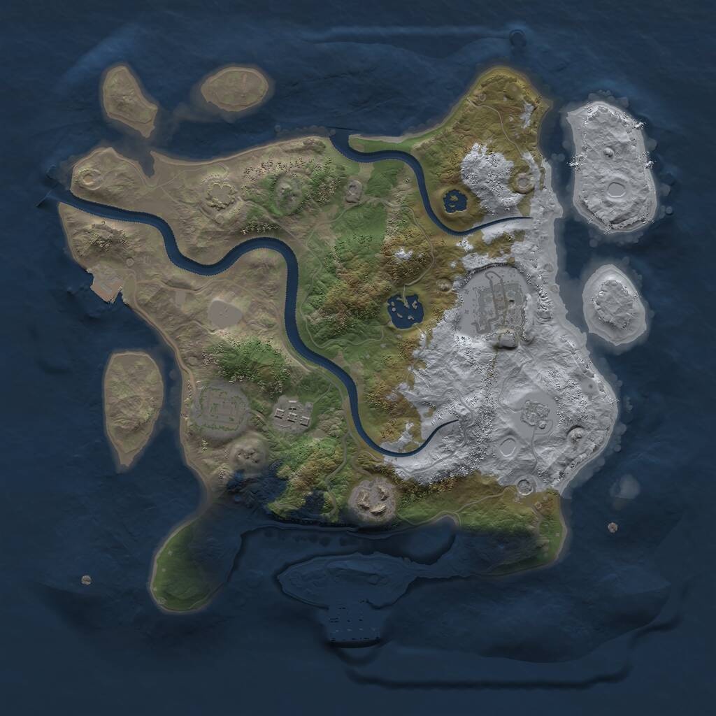 Rust Map: Procedural Map, Size: 3000, Seed: 38331, 10 Monuments