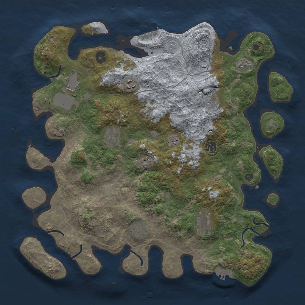Rust Map: Procedural Map, Size: 4000, Seed: 1807263, 17 Monuments