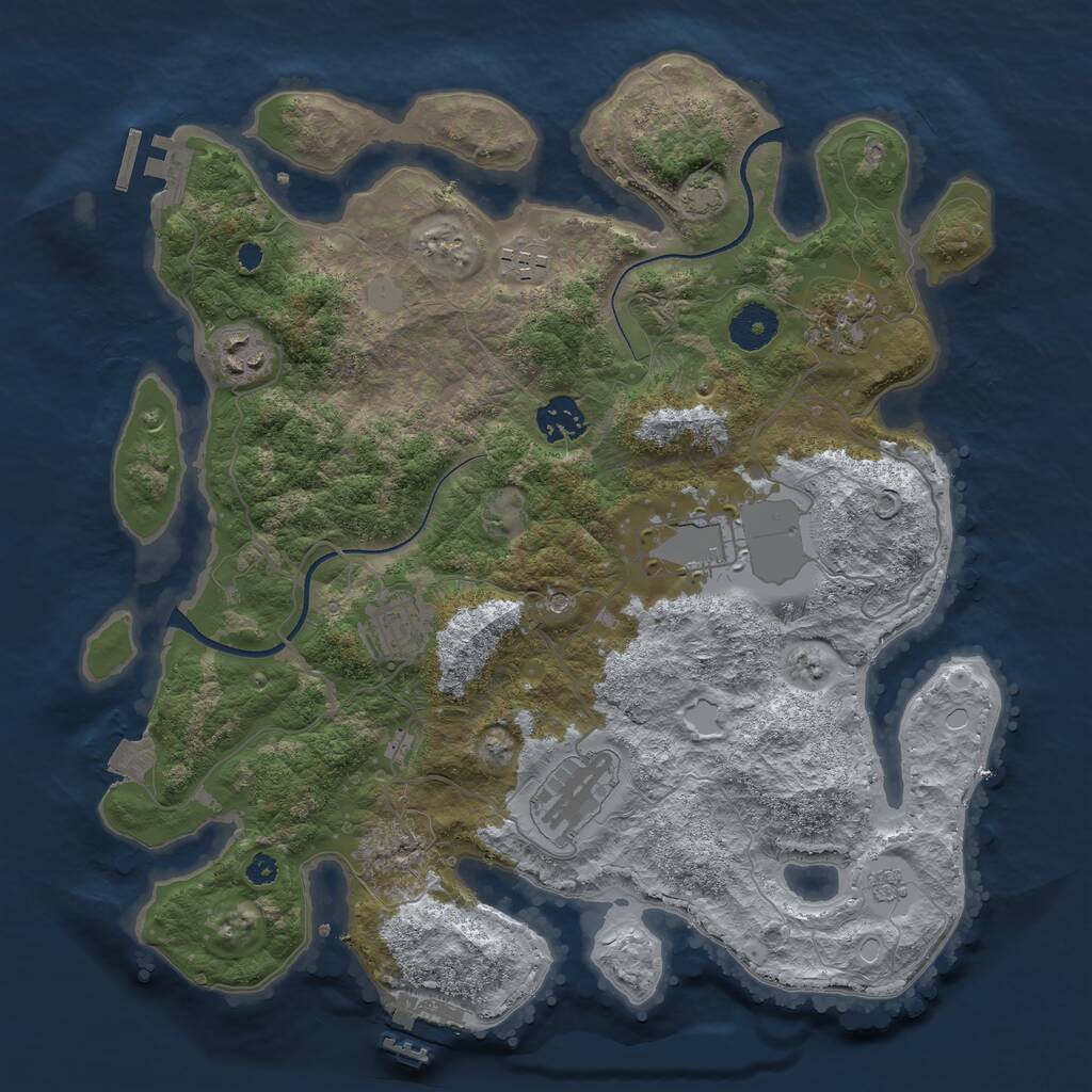 Rust Map: Procedural Map, Size: 3500, Seed: 32147170, 13 Monuments