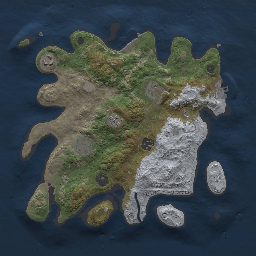 Rust Map: Procedural Map, Size: 3000, Seed: 1556016754, 13 Monuments