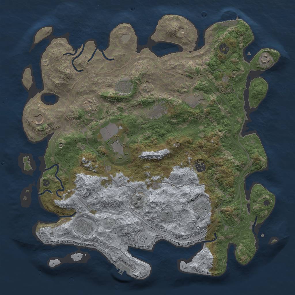 Rust Map: Procedural Map, Size: 4250, Seed: 543026467, 20 Monuments