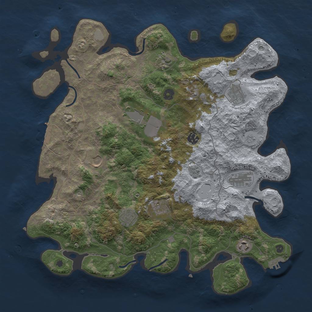Rust Map: Procedural Map, Size: 4096, Seed: 1809117356, 19 Monuments