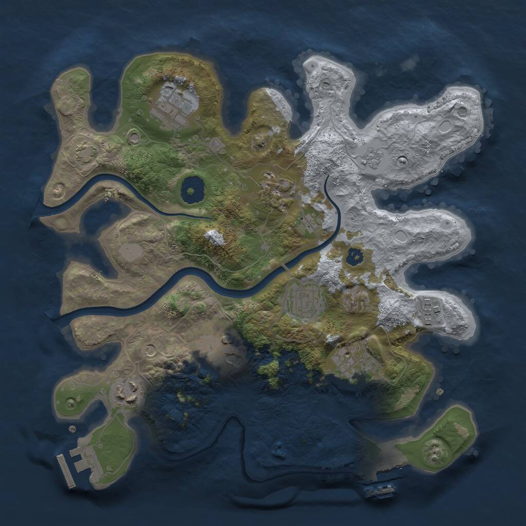 Rust Map: Procedural Map, Size: 3000, Seed: 2113120005, 13 Monuments