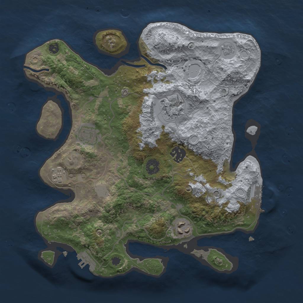 Rust Map: Procedural Map, Size: 3000, Seed: 3242, 12 Monuments