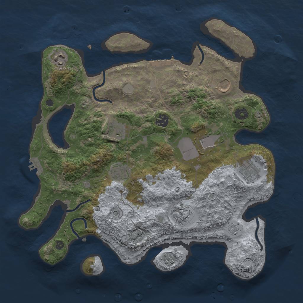 Rust Map: Procedural Map, Size: 3500, Seed: 6782, 18 Monuments
