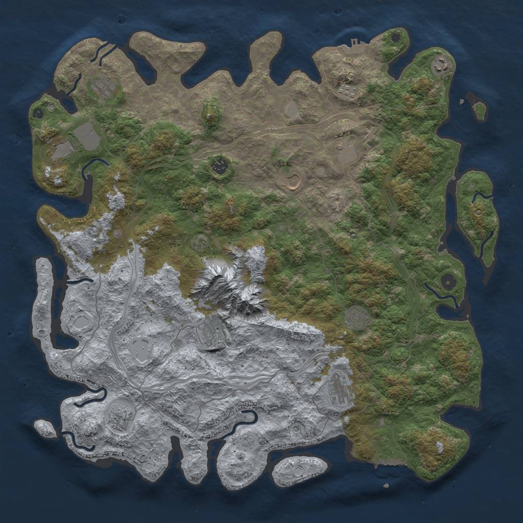 Rust Map: Procedural Map, Size: 5000, Seed: 60975174, 20 Monuments