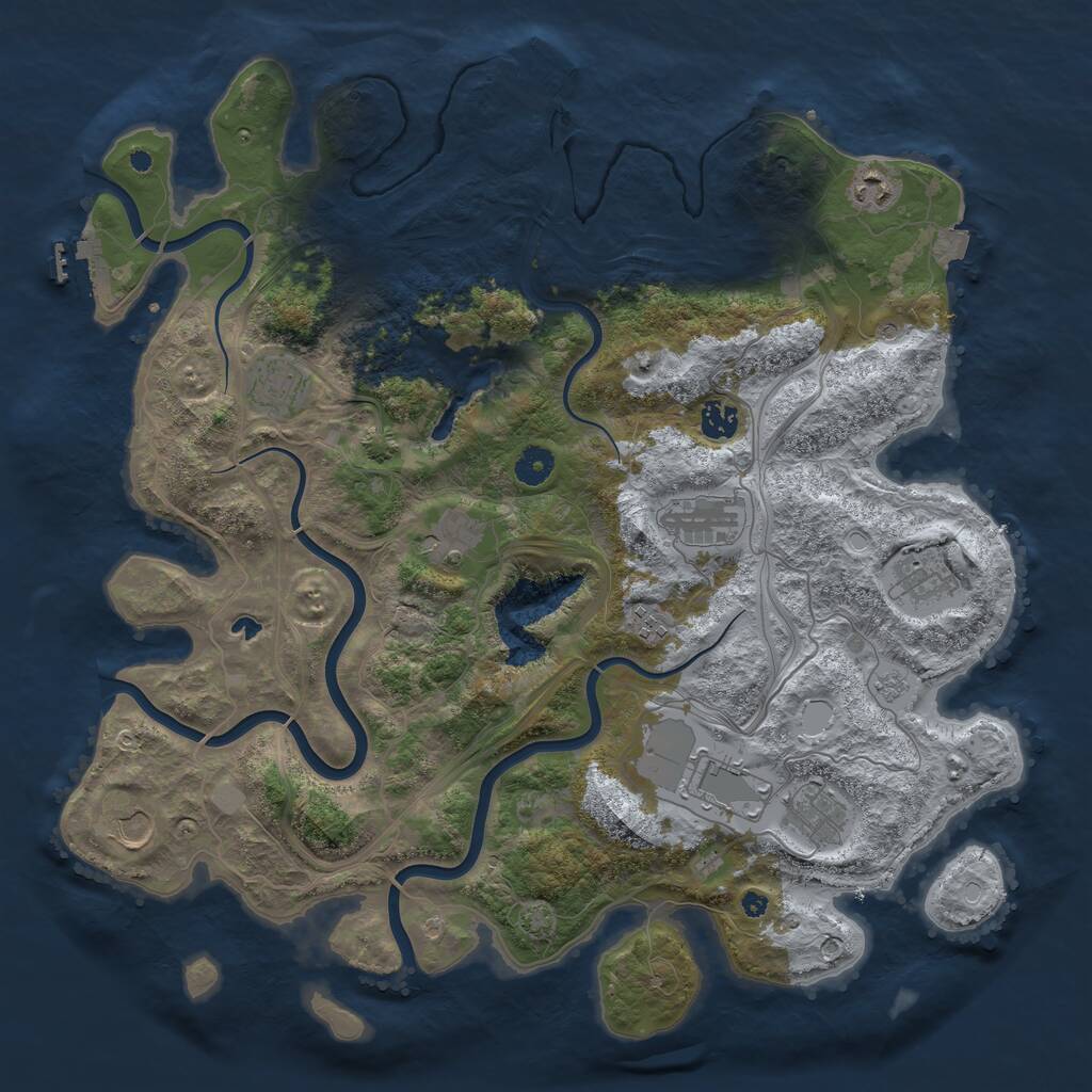 Rust Map: Procedural Map, Size: 4250, Seed: 592804215, 16 Monuments