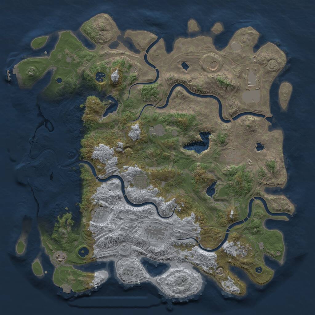 Rust Map: Procedural Map, Size: 4700, Seed: 77231569, 17 Monuments