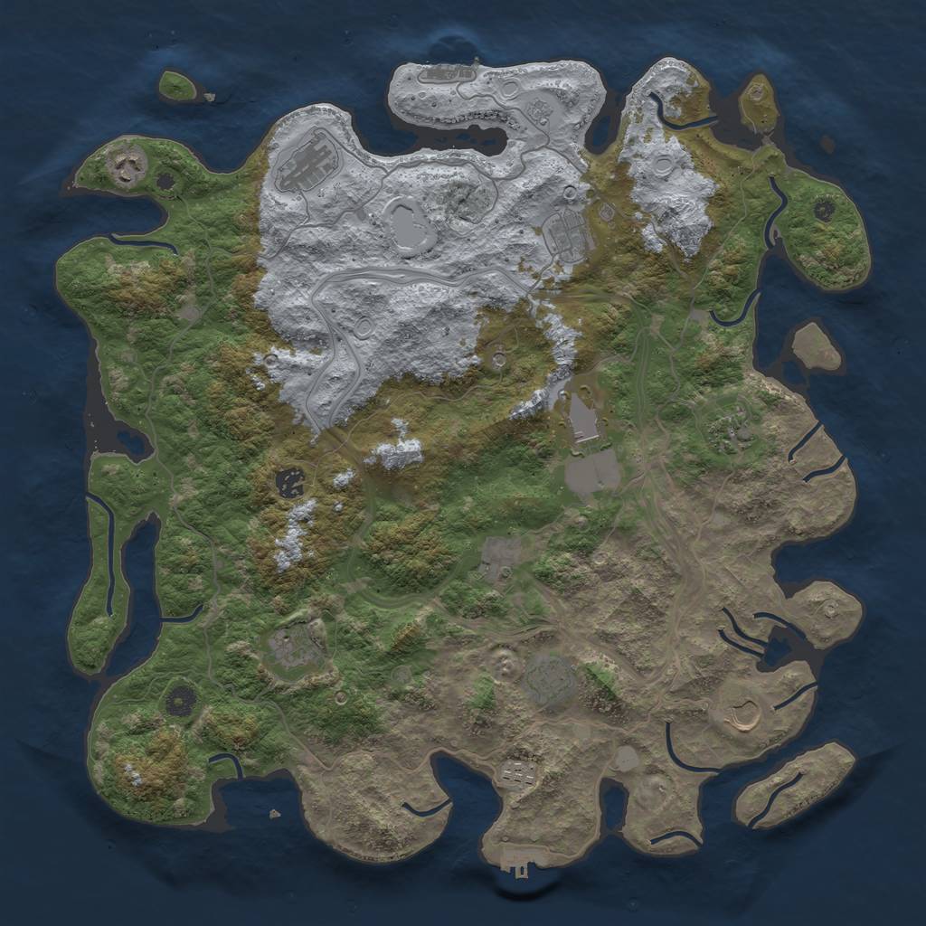 Rust Map: Procedural Map, Size: 4500, Seed: 856459813, 20 Monuments