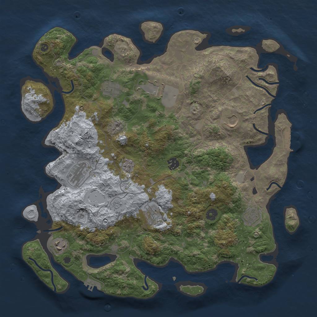 Rust Map: Procedural Map, Size: 4000, Seed: 42534, 18 Monuments