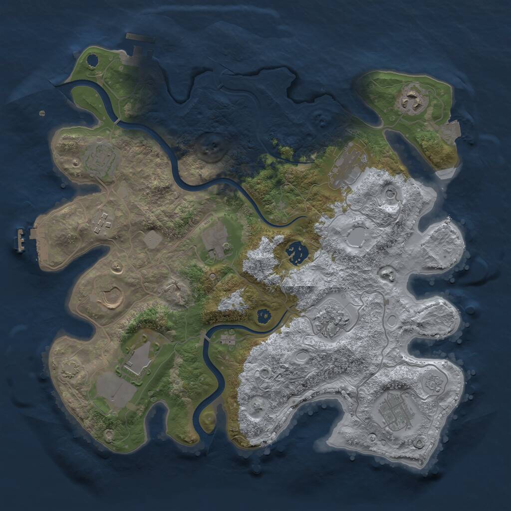 Rust Map: Procedural Map, Size: 3500, Seed: 242328851, 16 Monuments