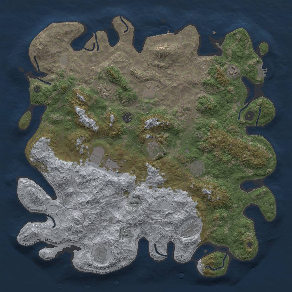 Rust Map: Procedural Map, Size: 4500, Seed: 43046881, 19 Monuments
