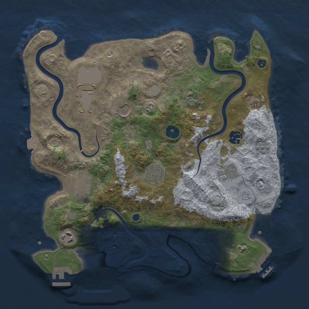 Rust Map: Procedural Map, Size: 3500, Seed: 92573250, 15 Monuments