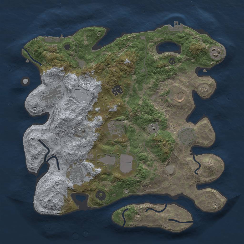 Rust Map: Procedural Map, Size: 3500, Seed: 1915118243, 18 Monuments