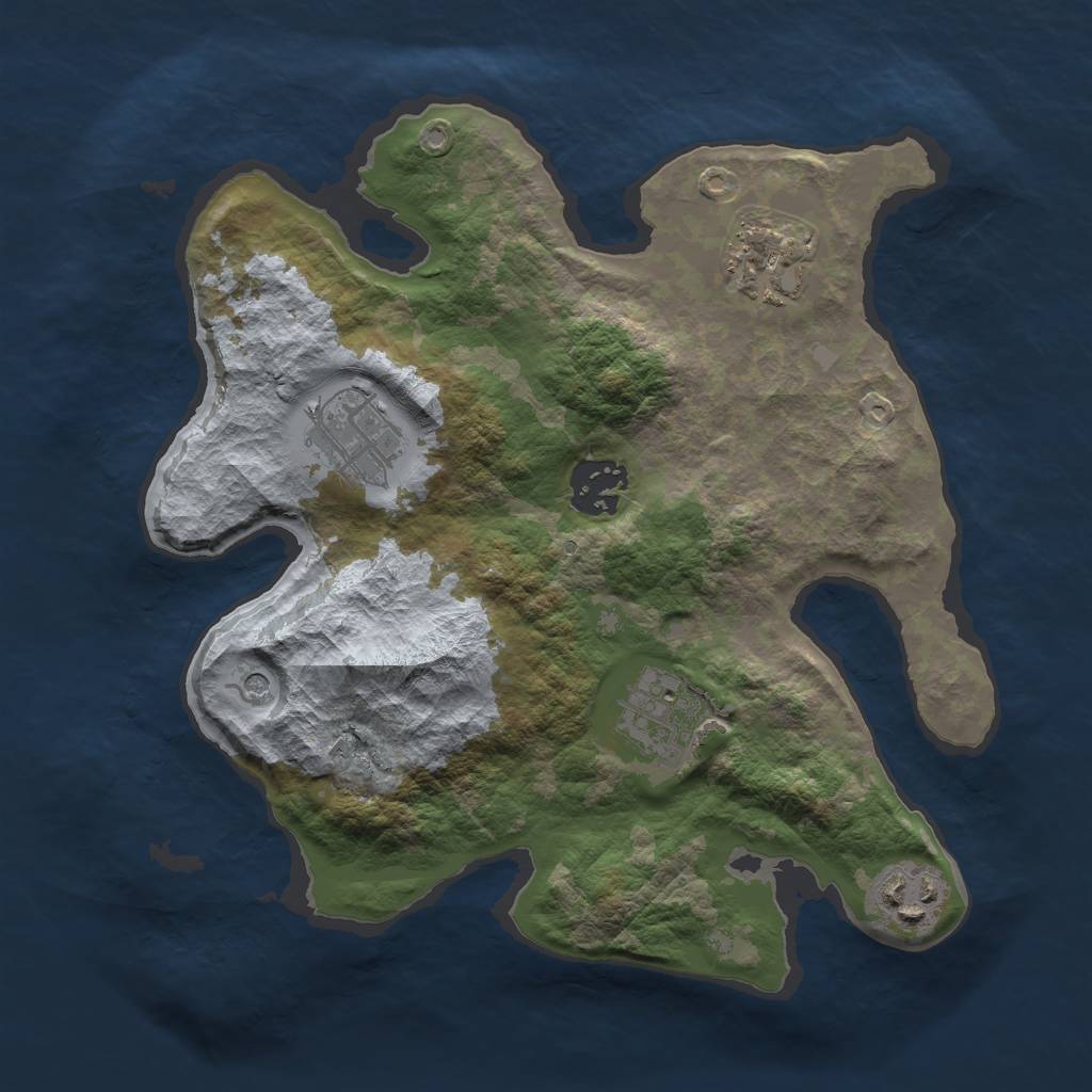 Rust Map: Barren, Size: 2800, Seed: 135124123, 8 Monuments