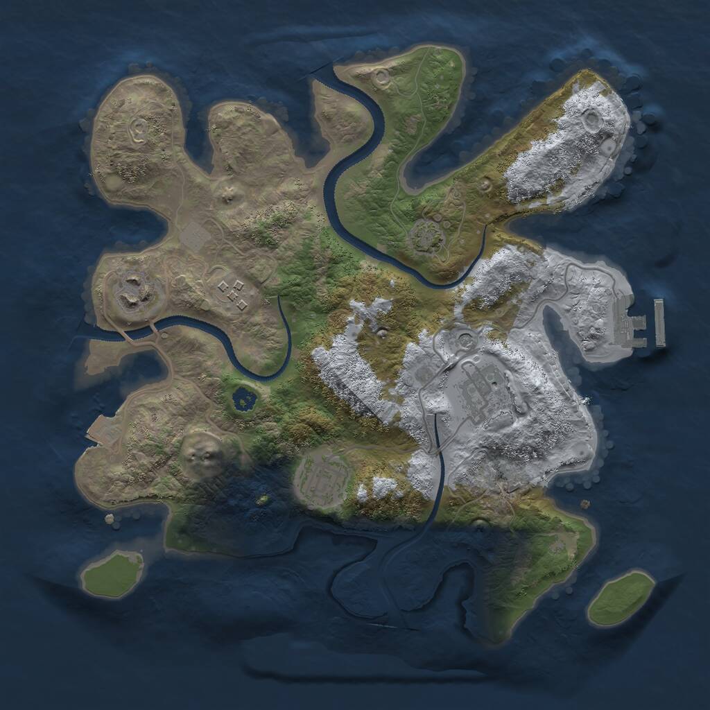 Rust Map: Procedural Map, Size: 3000, Seed: 7890163, 8 Monuments
