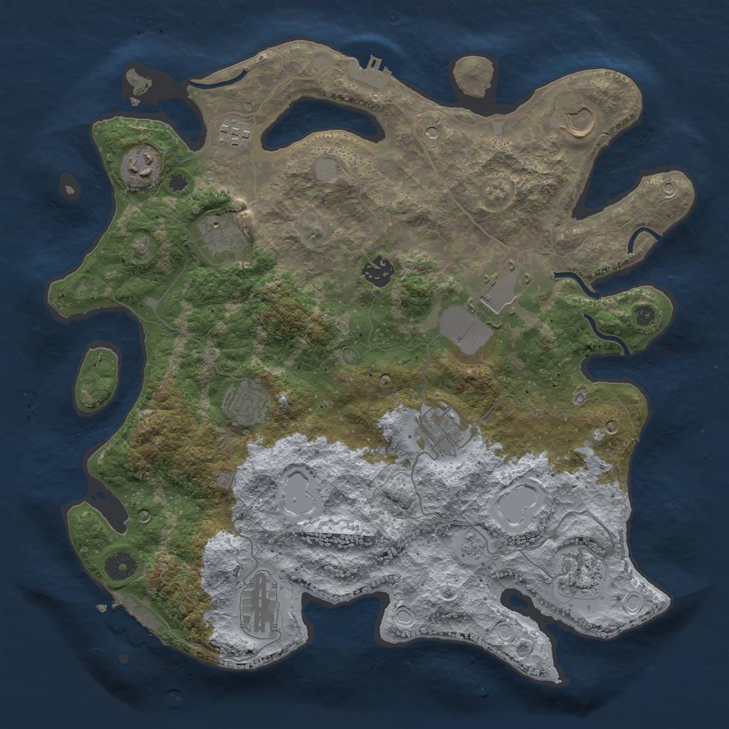 Rust Map: Procedural Map, Size: 3700, Seed: 1339863198, 19 Monuments