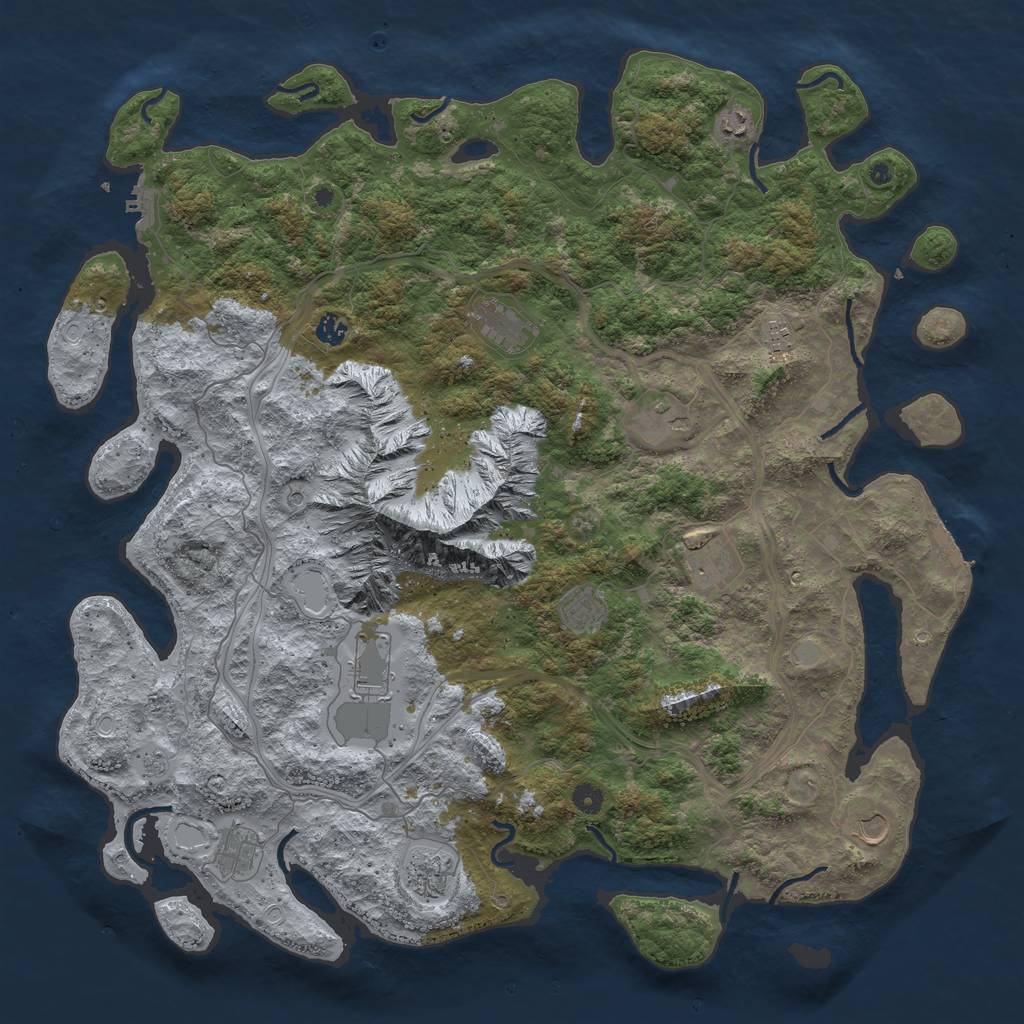 Rust Map: Procedural Map, Size: 5000, Seed: 4157754, 18 Monuments