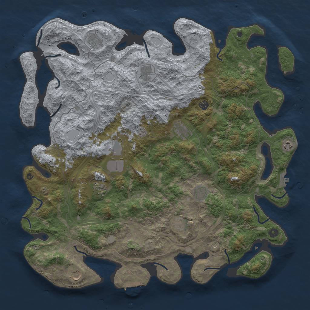 Rust Map: Procedural Map, Size: 4800, Seed: 687139582, 18 Monuments