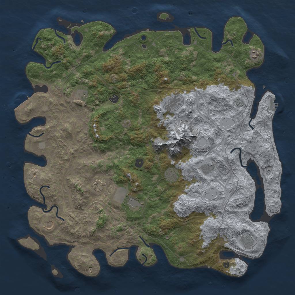 Rust Map: Procedural Map, Size: 5000, Seed: 1302620288, 20 Monuments