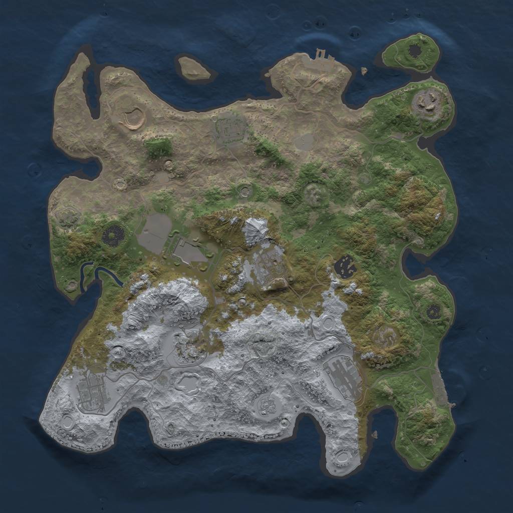 Rust Map: Procedural Map, Size: 3500, Seed: 3354, 17 Monuments