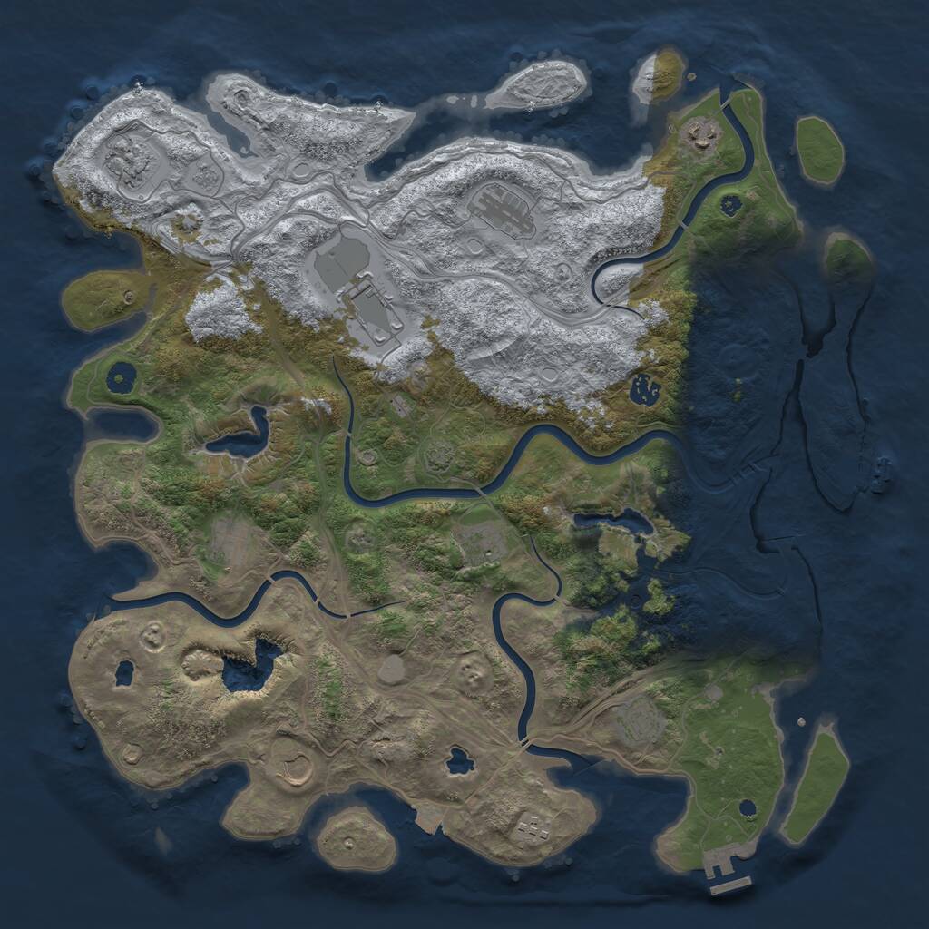 Rust Map: Procedural Map, Size: 4500, Seed: 1221084634, 16 Monuments