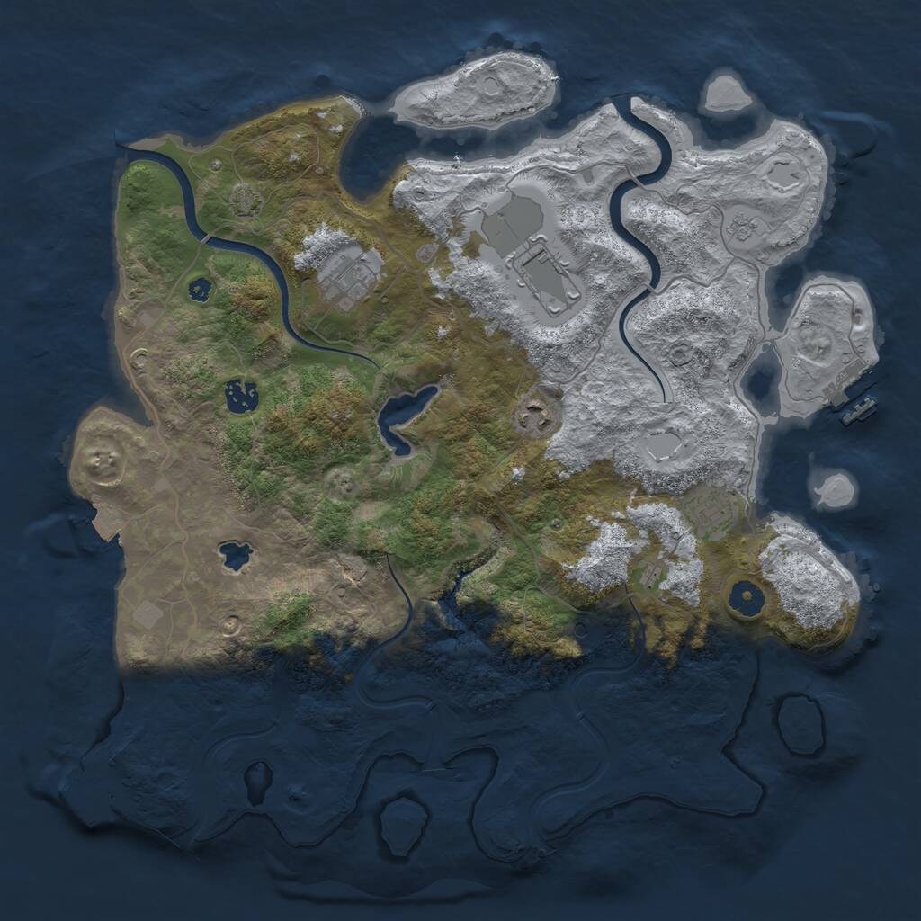 Rust Map: Procedural Map, Size: 4000, Seed: 1606216164, 11 Monuments