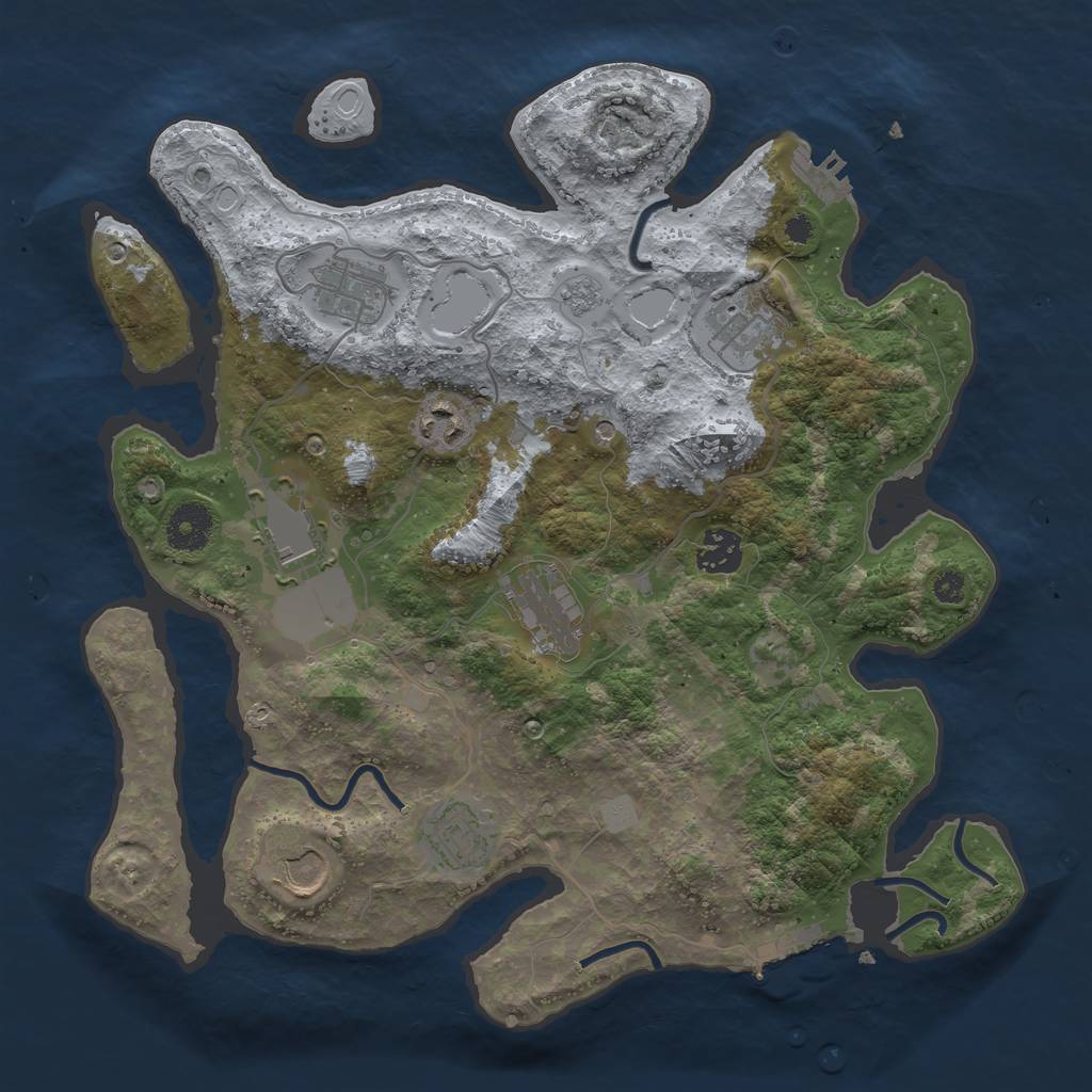 Rust Map: Procedural Map, Size: 3500, Seed: 3945, 15 Monuments